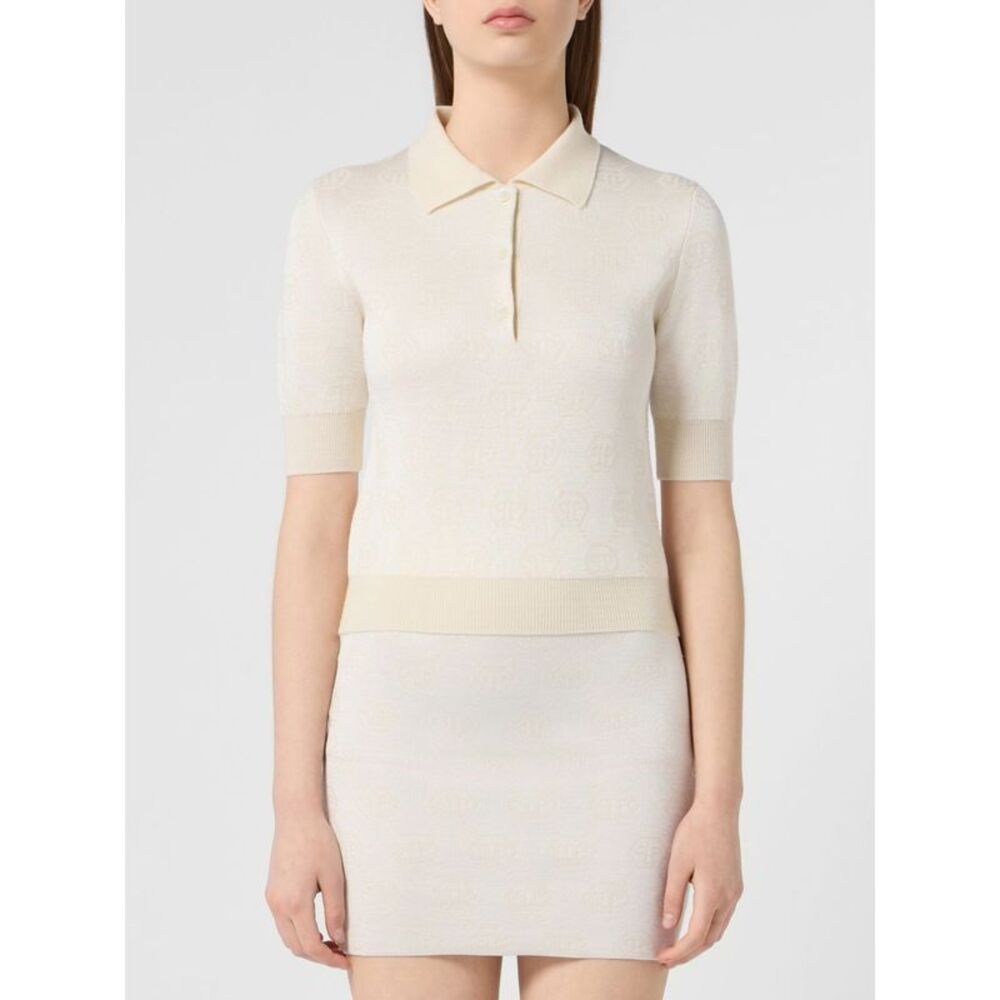 Philipp Plein Women Merino Wool Knit Polo Shirt Philipp Plein With A Slim Fit